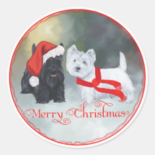 Westie Scottie Christmas Classic Round Sticker