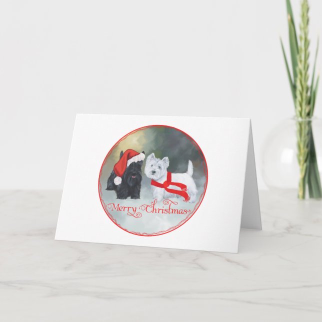 Westie Scottie Christmas Holiday Card (Front)