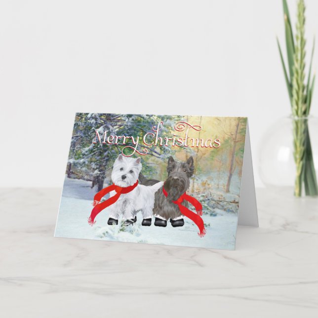 Westie Scottie Christmas Holiday Card (Front)
