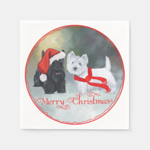 Westie Scottie Christmas Napkin