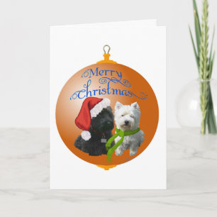 Westie Scottie Christmas Ornament Holiday Card