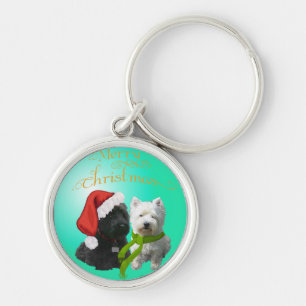 Westie Scottie Christmas Ornament Key Ring