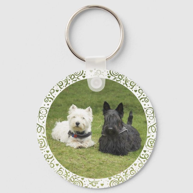 Westie & Scottie Green Grass Key Ring (Front)