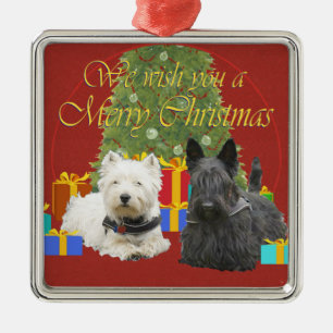Westie & Scottie Merry Christmas Metal Tree Decoration