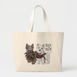 Westie Scottie Trick or Treat Large Tote Bag