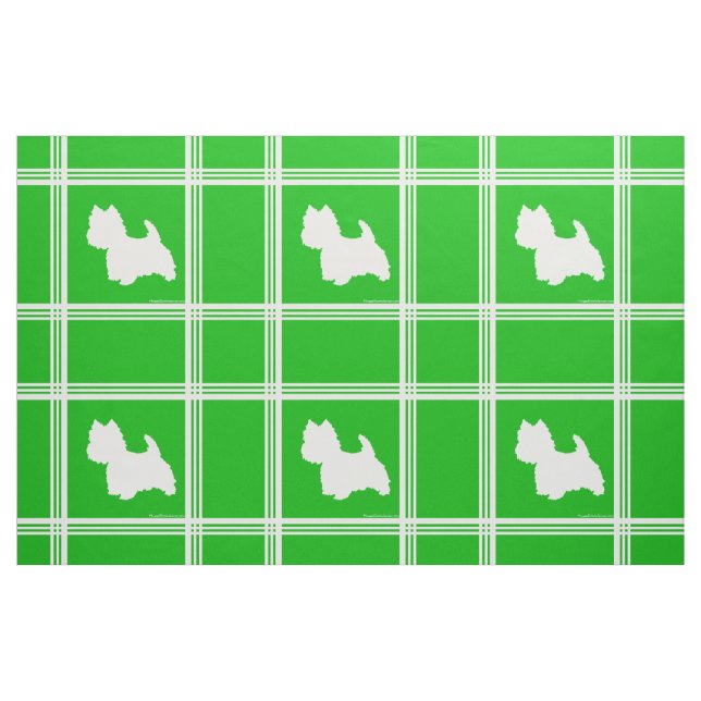 Westie Silhouette on Green Fabric (Fat Quarter)