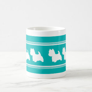Westie Silhouette on Turquoise Coffee Mug