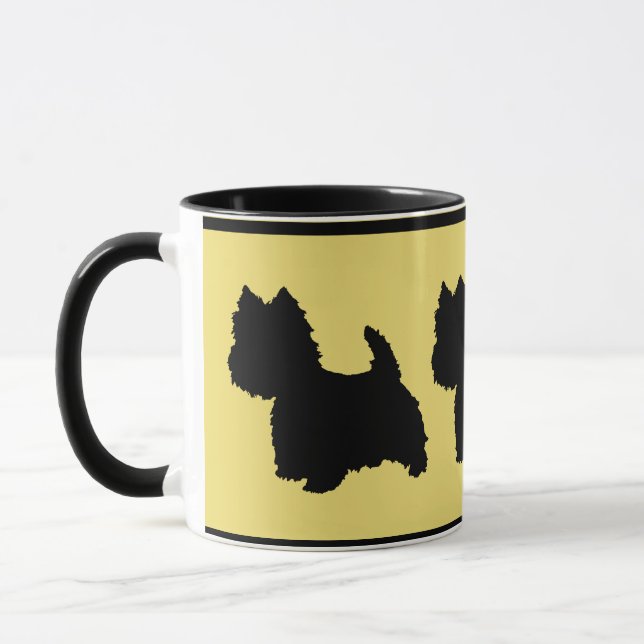 Westie Silhouette on Yellow Mug (Left)
