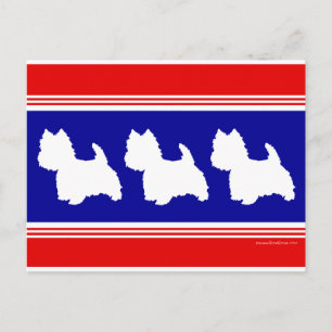 Westie Silhouette Red & Blue Postcard