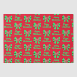 Westie Silhouette Red Christmas Dog & Green Bow Tissue Paper