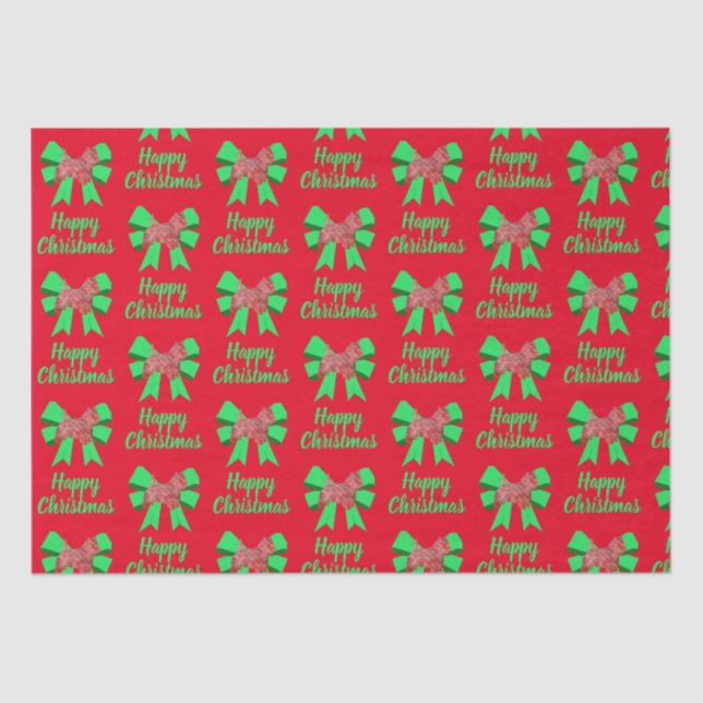 Westie Silhouette Red Christmas Dog & Green Bow Tissue Paper (Front)