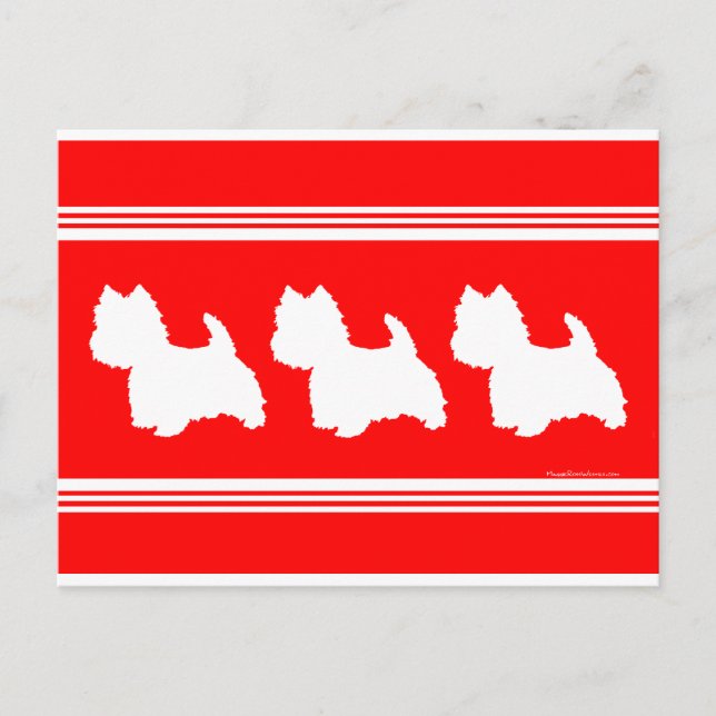 Westie Silhouette Red Postcard (Front)