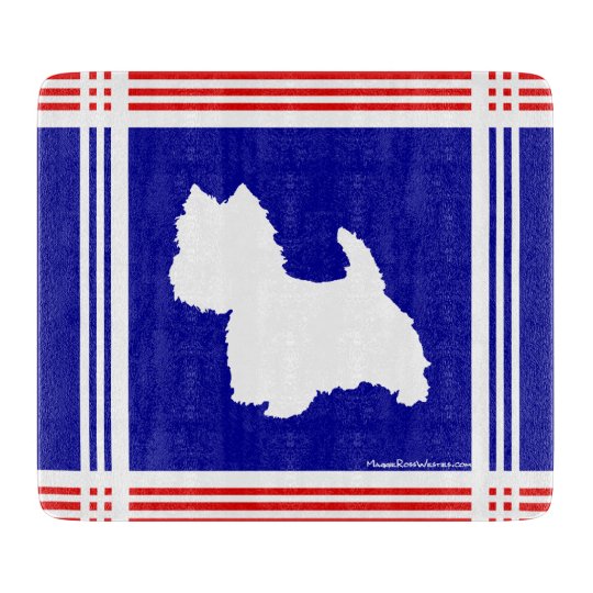 Westie Silhouette Red, White, Blue Cutting Board