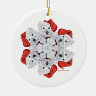 Westie Snowflake Ceramic Tree Decoration