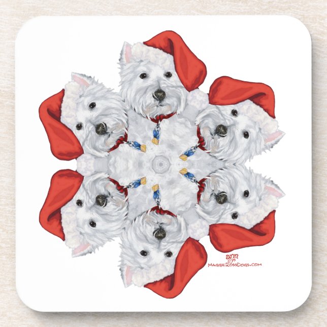 Westie Snowflake Coaster (Front)