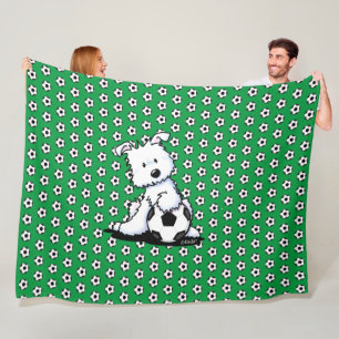 Westie Soccer Fan KiniArt Fleece Blanket