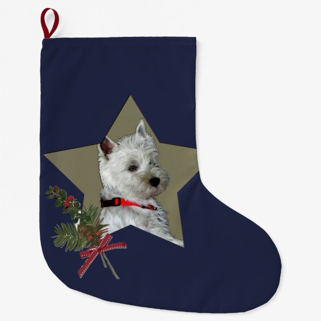 WESTIE, STAR OF CHRISTMAS LARGE CHRISTMAS STOCKING (Front)