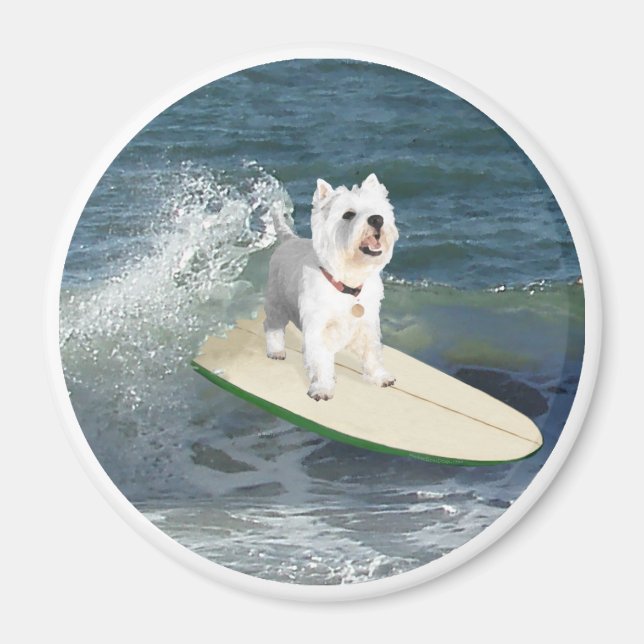 Westie Surfer Magnet (Front)