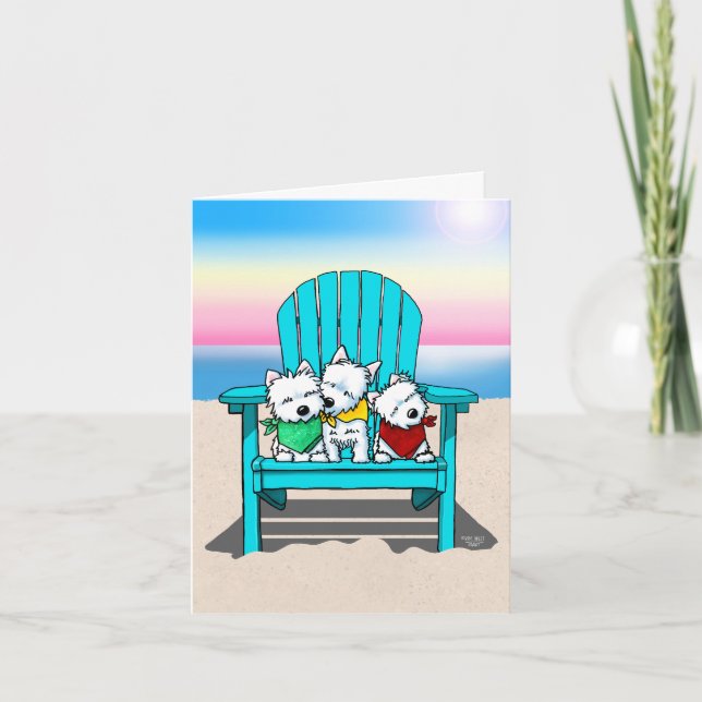 Westie Terrier Beach Trio Greeting Card (Front)