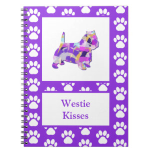 Westie Terrier Dog Cute Silhouette Paw PurplePY&B Notebook