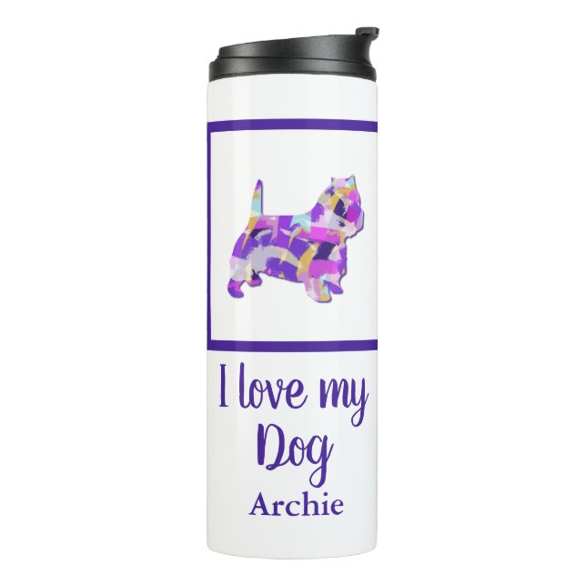 Westie Terrier Dog Silhouette Cute Purple PY&B  Thermal Tumbler (Rotated Left)
