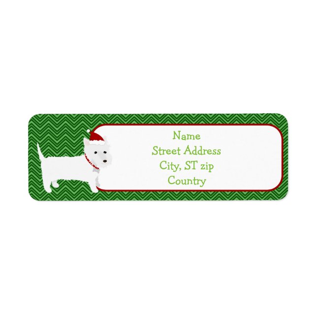 Westie Terrier Santa Hat Return Address Label (Front)