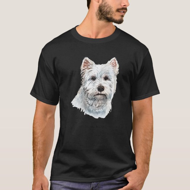 Westie Terrier White Dog Portrait T-Shirt (Front)
