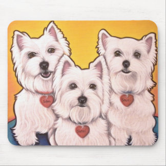 Westie trio mouse mat