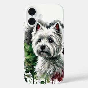 Westie Watercolor Art iPhone 16 Case