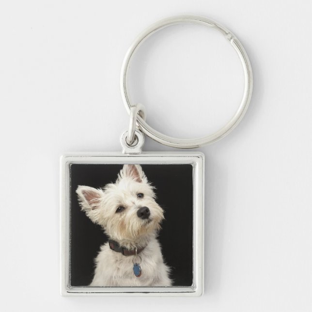 Westie (West Highland terrier) with collar Key Ring (Front)