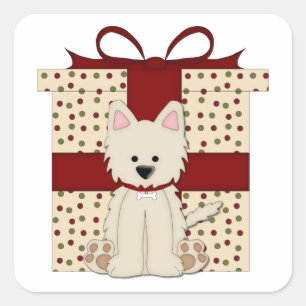 Westie West Highland White Terrier Christmas Square Sticker