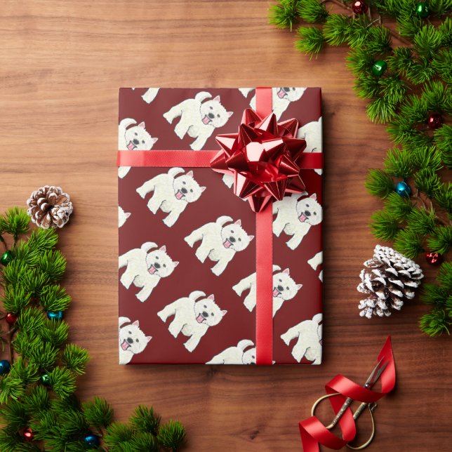 Westie West Highland White Terrier Wrapping Paper (Holiday Gift)