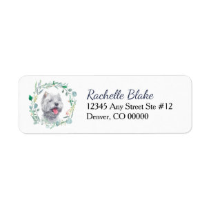 Westie White Dog Wreath Return Address