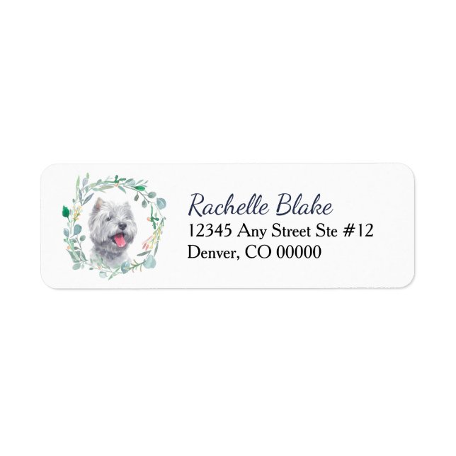 Westie White Dog Wreath Return Address (Front)