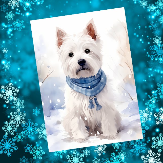 Westie Winter Snow Holiday Card (Creator Uploaded)
