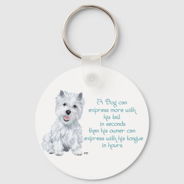 Westie Wisdom - Wagging Tail or Tongue? Key Ring (Front)