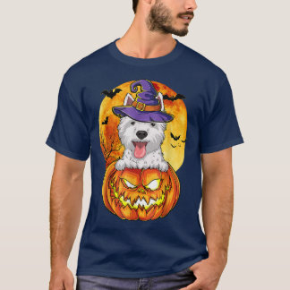 Westie Witch Pumpkin Halloween Dog Lover Funny  T-Shirt