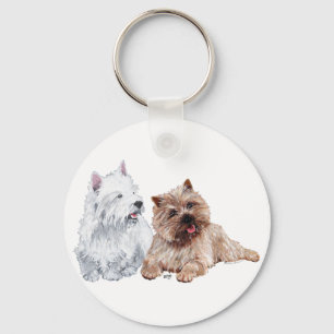 Westie with a Brown Cairn Terrier Key Ring
