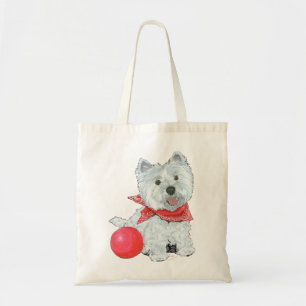Westie with a Red Ball Tote Bag