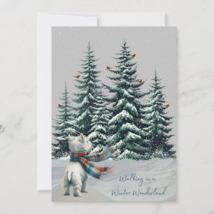 Westie with Cardinals Winter Christmas Card