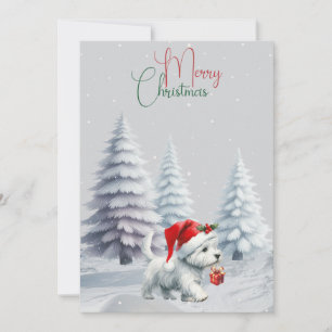 Westie With Gift Merry Christmas Card