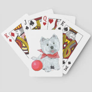 Westie With Red Ball Playing Cards