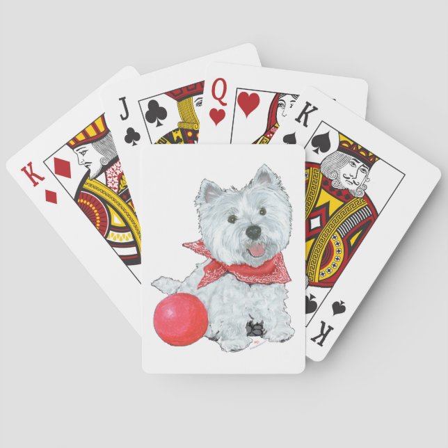 Westie With Red Ball Playing Cards (Back)