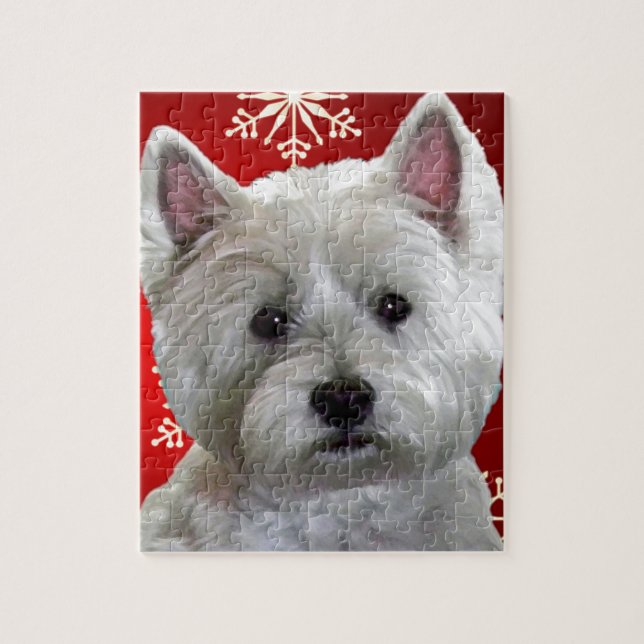 WESTIE WITH SNOWFLAKES JIGSAW PUZZLE (Vertical)