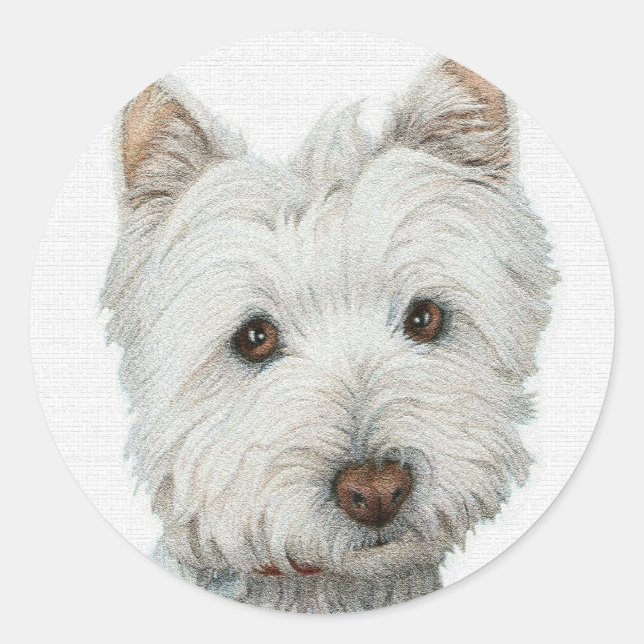 Westie with texture effect classic round sticker (Front)