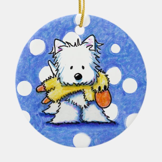 Westie with Toy Duck Ornament (Front)