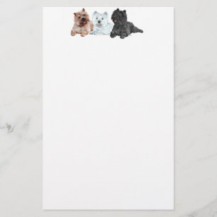 Westie with Two Cairn Terriers Stationery