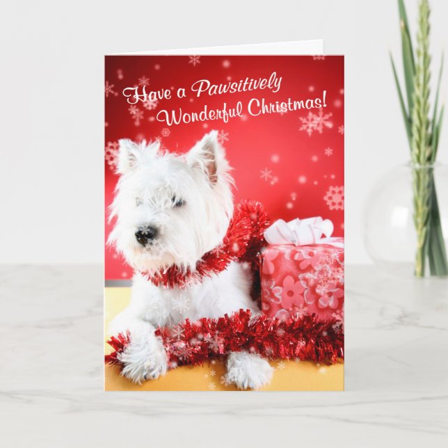 Westie Wonderful Christmas Wishes Customise It #2 Holiday Card (Front)