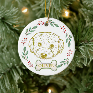 Westiepoo Dog Personalised Hand Drawing Ceramic Tree Decoration