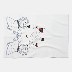 Westies and Ladybirds Tea Towel